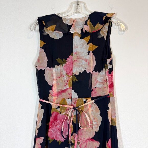 Karl Lagerfeld Paris Maxi Dress Blue Floral Print Spring Chiffon 2 - Picture 7 of 13